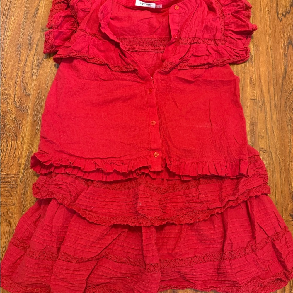 Red Women's Skort and Shirt Matching Set